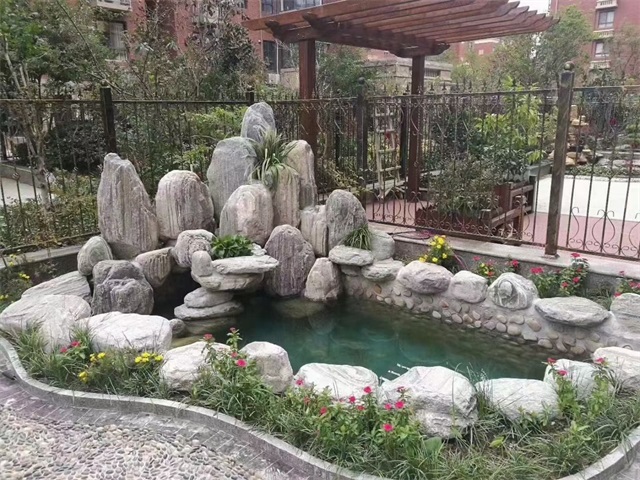 龙门庭院假山鱼池制作视频