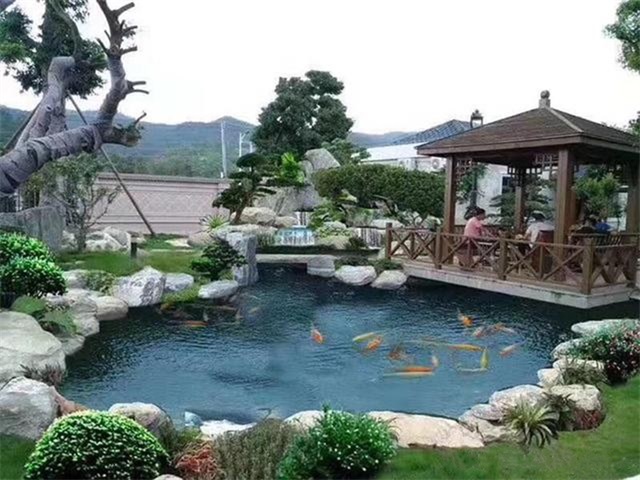 龙门庭院鱼池假山设计